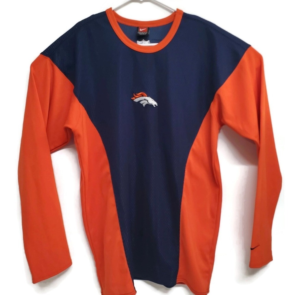 Vintage Denver Broncos Nike Shirt Mens XXL Blue Orange Football Long Sleeve 90s